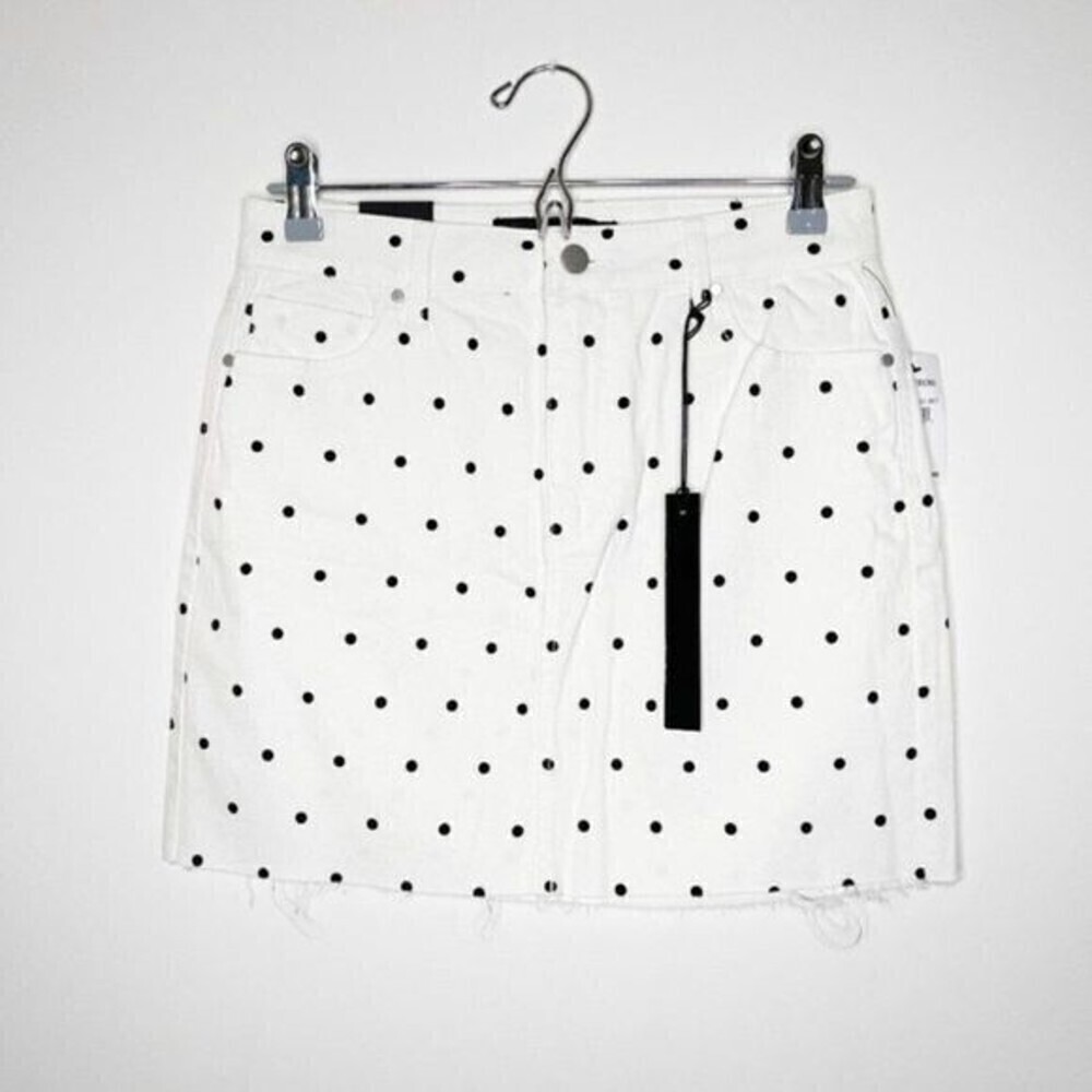 TINSEL Polka Dot Denim Mini Skirt